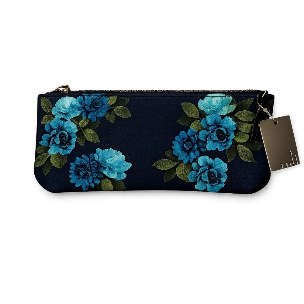 J. Jill Navy Blue Floral Cosmetic Pouch‎ Makeup Bag Travel Case NWT